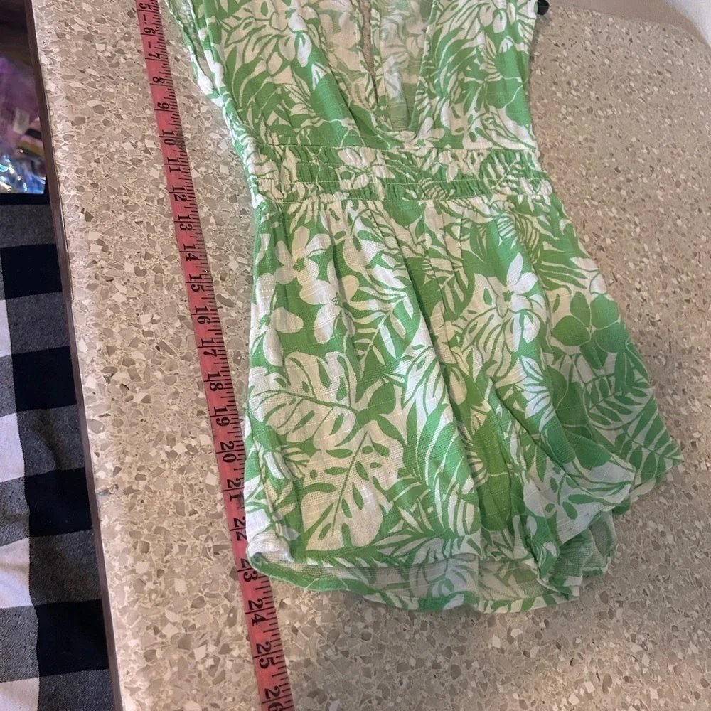 Abercrombie kids girls 11/12 green white tropical floral swim cover up romper